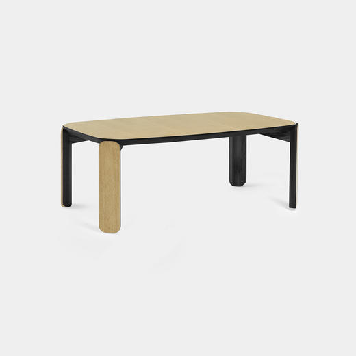 【Inyard】45度桌系列桦木多层板 白橡木实木腿 小号半黑餐桌 商品图5