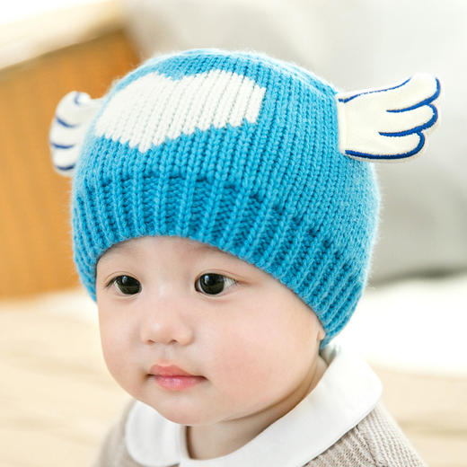 【帽子】秋季新款3981公主妈妈婴儿童帽套头帽爱心天使宝宝棉线帽子 商品图0