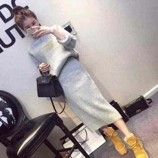 【套装】*时尚女装韩版宽松毛衣包臀裙套装 商品图0