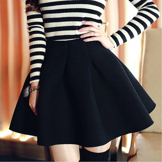 【百褶裙】秋冬季公主太空棉蓬蓬短裙百褶大摆伞裙女韩版高腰打底半身裙 商品图0