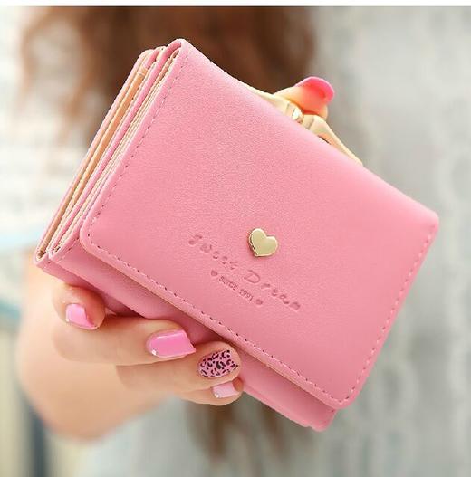 【钱包】爆款韩版时尚爱心三折女式小钱包短款 学生零钱包硬币包 商品图0