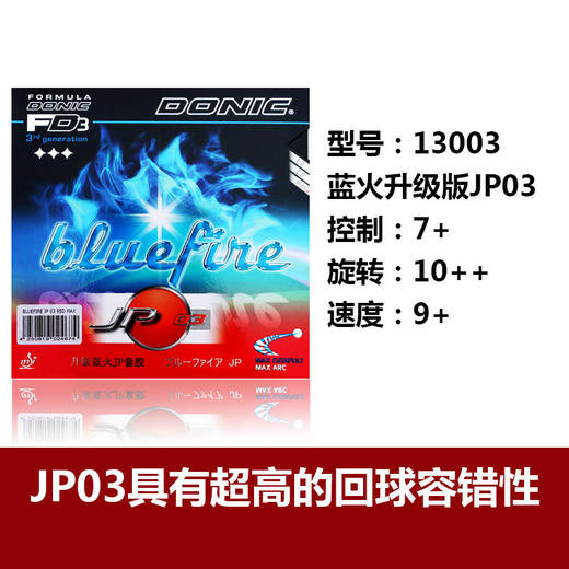 DONIC多尼克 蓝火升级版JP系列（JP01TURBO  JP01  JP02  JP03）乒乓反胶套胶 国球汇 商品图3