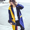 【服饰鞋包】。毛呢大衣休闲女装 长款时尚拼色翻领羊绒外套女式呢大衣 商品缩略图0
