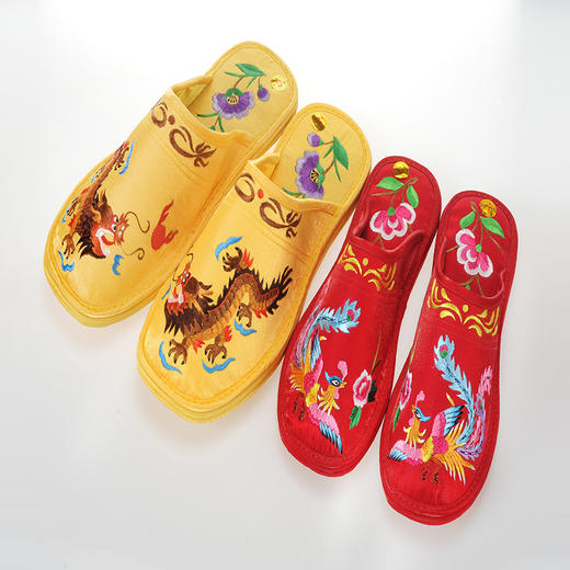 馨绣手工艺品婚庆用品龙凤拖鞋