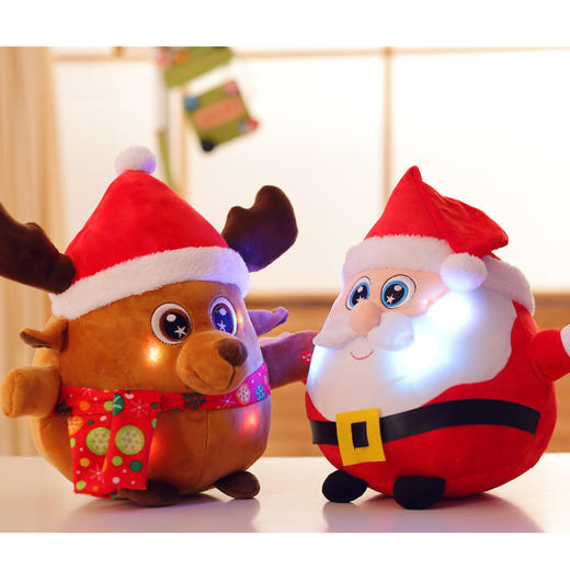 【毛绒玩具】新款会发光唱歌圣诞老人公仔毛绒玩具麋鹿公仔圣诞节礼物 商品图0