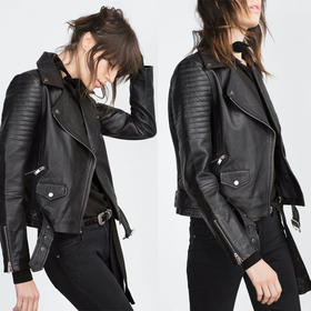 【服饰鞋包】秋冬季新品女装欧美机车夹克拉链腰带PU皮衣女士外套