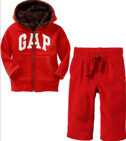【童装】童装男童套装新款男孩欧美女童长袖套装gap加厚加毛连帽套装 商品图0