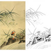 竖幅工笔花鸟白描底稿-俞致贞鸳鸯芦苇-GV03 商品缩略图0