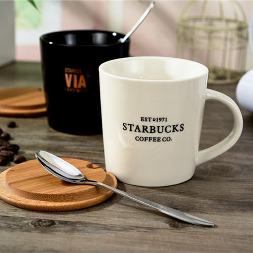 【陶瓷马克杯】 创意礼品亚光杯子 via星巴克风格咖啡水杯定制logo 商品图0