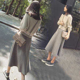 秋冬季新款女装名媛小香风针织两件套中长款裙子套装女时尚潮