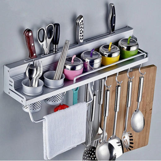 【厨房用品】*太空铝合金刀架 铝边带护栏多功能厨房置物挂架调料架 商品图0