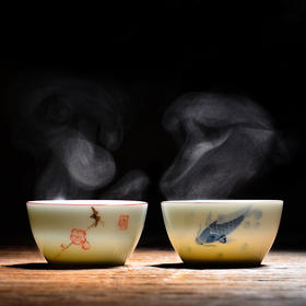 永利汇 | 手绘陶瓷品茗杯卧足主人杯小茶杯