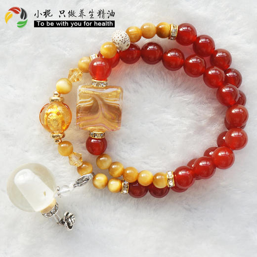 红玛瑙/白水晶两圈双层手串 扩香手链 滴精油 商品图0