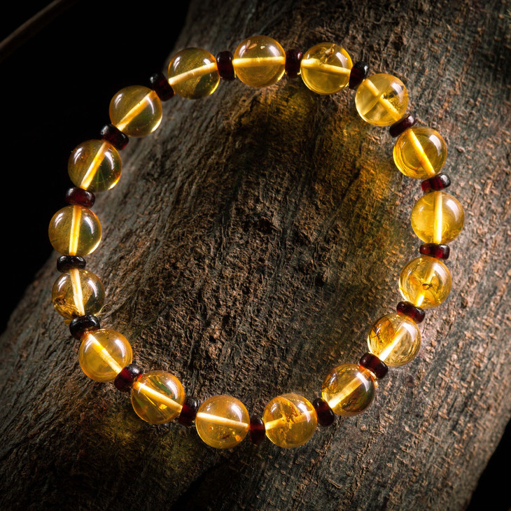 全虫明珀手串带隔片 8mm   重5.6g