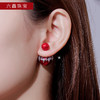 六鑫珠宝 蕾丝两用双面珍珠耳钉 925银 名媛气质 新年红 商品缩略图0