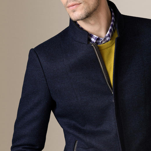 法曼斯2016冬季新品男士羊毛便西保暖立领西装外套商务休闲西服男