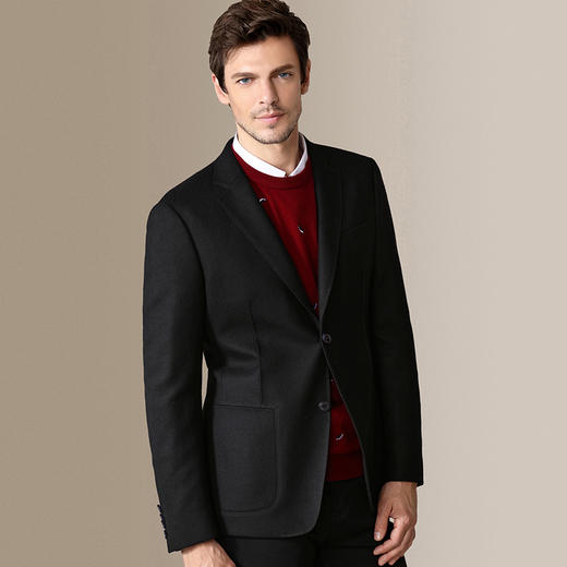 法曼斯男士羊毛西装立领商务休闲西服男青年便西外套