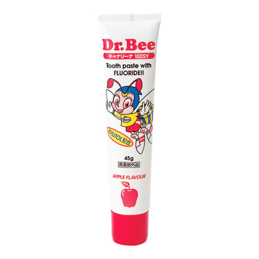 小蜜蜂Dr. Bee日本原装100ppm NaF氟素儿童牙膏 苹果味45g0-3-6岁 商品图1