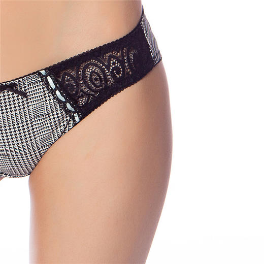 【特价】JINN壹锦全棉莫代尔低腰蕾丝黑白格内裤女 商品图3