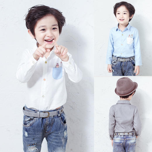 【服饰鞋包】儿童衬衫韩版男童牙刷长袖衬衫衬衣 商品图0