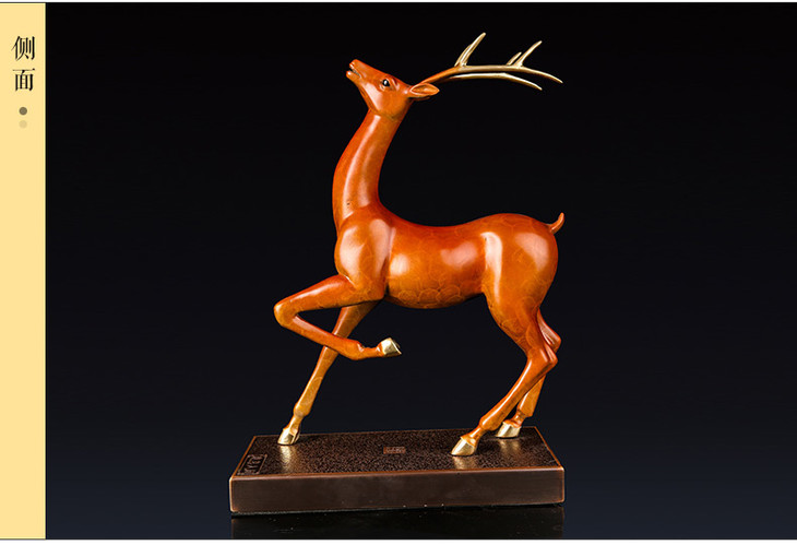 朱炳仁铜百年铜艺世家鹿喜人间纯铜摆件家居送礼
