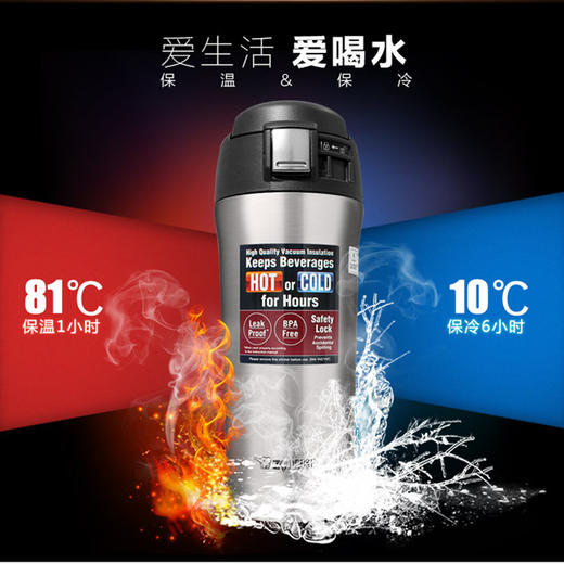 【冷热两用】泰国 象印不锈钢车载保温杯 480ML-红色-泰国产 商品图2