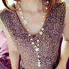【美妆饰品】韩版时尚百搭甜美小花流苏双层珍珠长款毛衣链 商品缩略图0