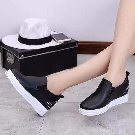 厚底皮面内增高一脚蹬休闲鞋 商品图1