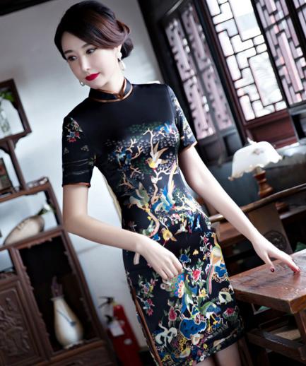 TX020春秋新款低开衩旗袍 商品图1
