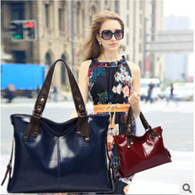 【服饰鞋包】时尚油蜡皮女士手提包 单肩斜挎机车包包