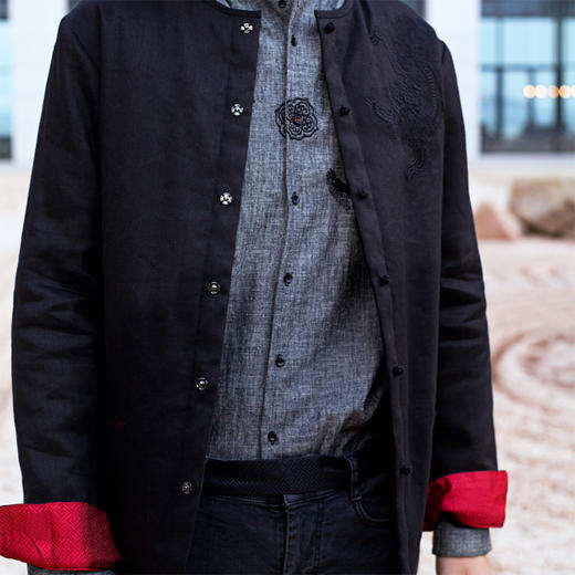 子皿三石设计师原创新中式男装事事如意系列开襟短棉袄 商品图5