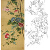竖幅工笔花鸟白描底稿-俞致贞牵牛花-JV10 商品缩略图0