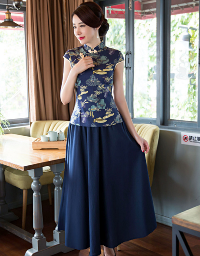 C2203新款中式礼服旗袍棉麻改良日常旗袍