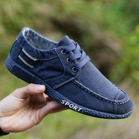 【帆布鞋】春款男士休闲帆布鞋牛仔布系带男鞋潮流款