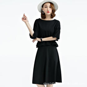 【服饰鞋包】春秋新款韩版宽松中袖上衣大摆型中长款半身裙连衣裙两件套裙