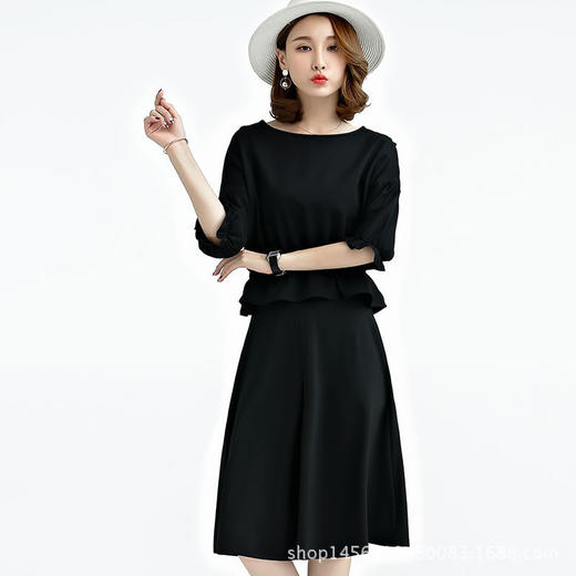 【服饰鞋包】春秋新款韩版宽松中袖上衣大摆型中长款半身裙连衣裙两件套裙 商品图0