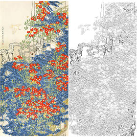 竖幅工笔花鸟白描底稿-周彦生《百尺凌云》-多种白描尺寸可选-QN08