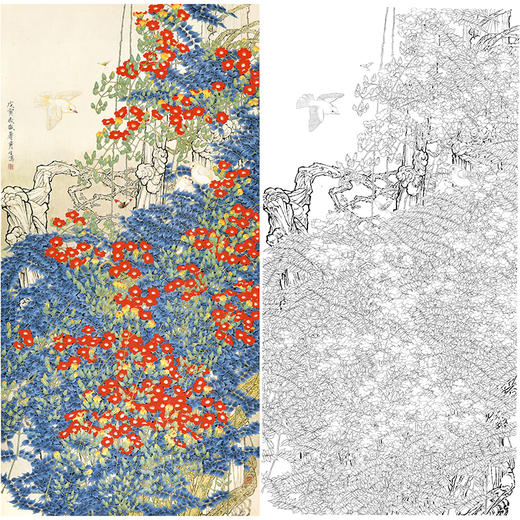 竖幅工笔花鸟白描底稿-周彦生《百尺凌云》-多种白描尺寸可选-QN08 商品图0