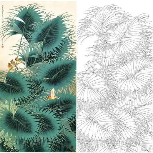 竖幅工笔花鸟白描底稿-周彦生《梅雨初晴》-多种白描尺寸可选-QN09 商品图0