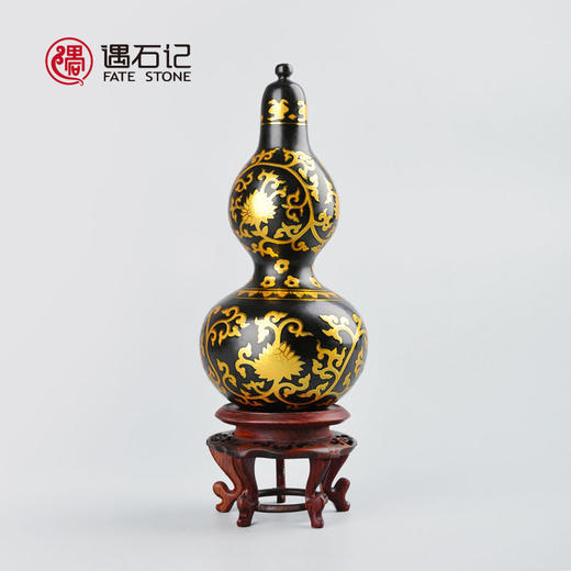 【泰山墨玉】泰山宝福禄缠枝莲纹葫芦摆件 商品图0