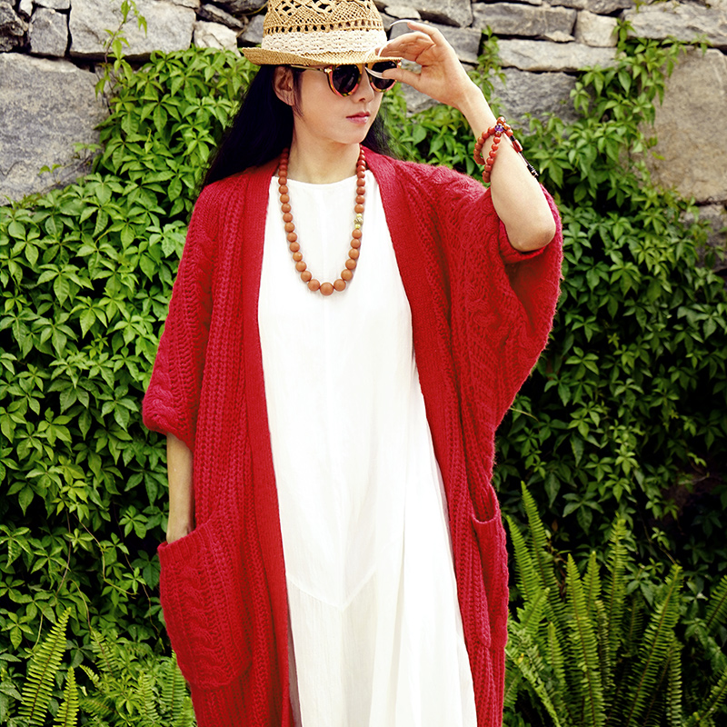 朱红净兮针织外套 |  杨丽萍经典款 | 红色显气色 蓝色日常休闲