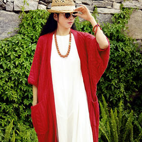 朱红净兮针织外套 |  杨丽萍经典款 | 红色显气色 蓝色日常休闲