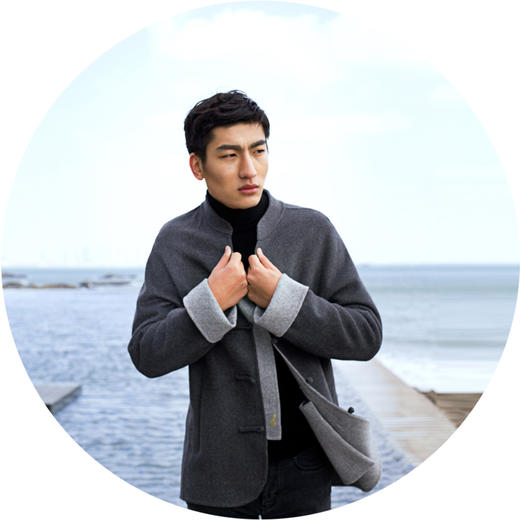 子皿三石 设计师原创 新中式男装 大吉大利系列 双面羊毛开襟外套 商品图0