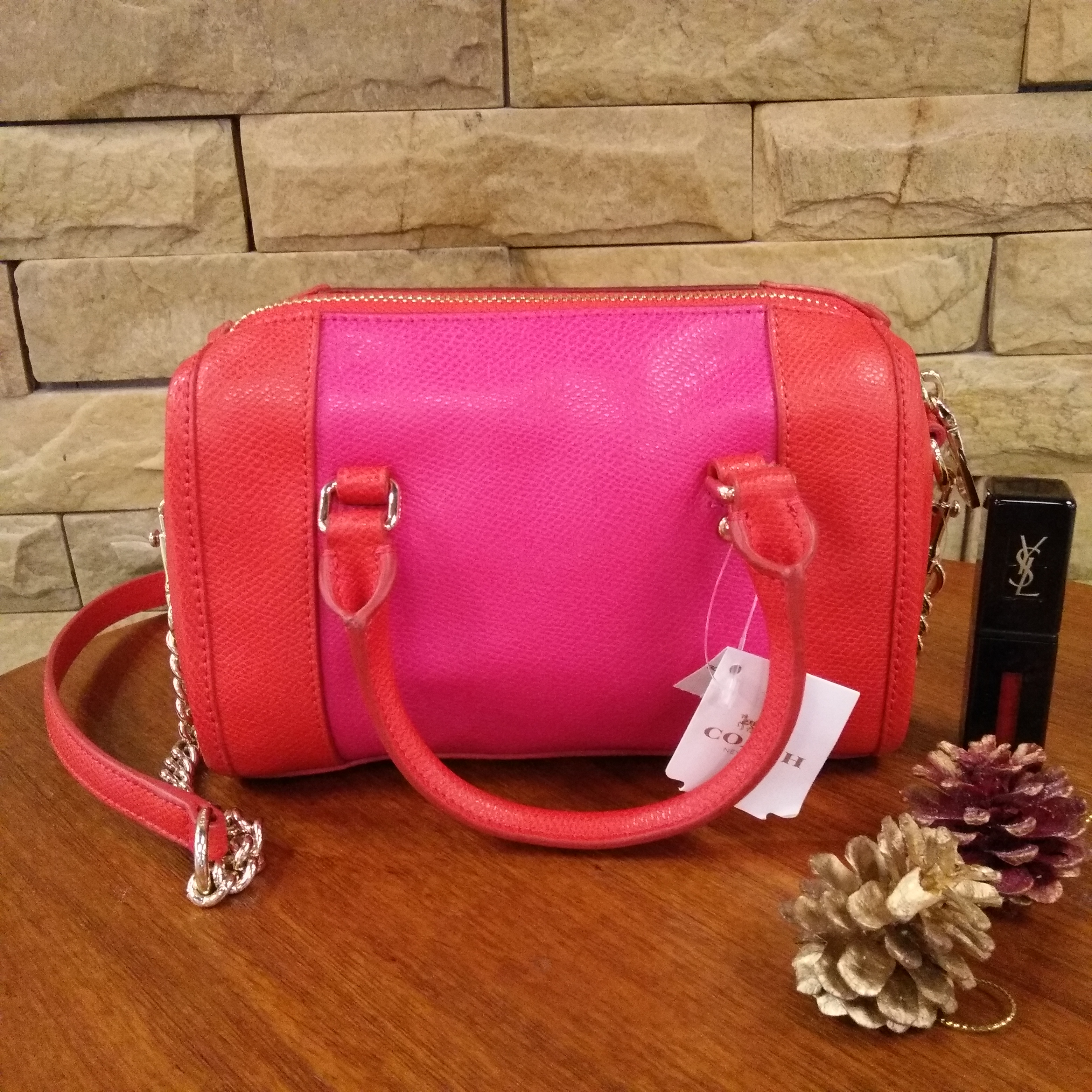 coach/蔻驰 f35533女士红色手拎斜挎波士顿包