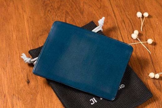 真皮双层卡夹藏青色