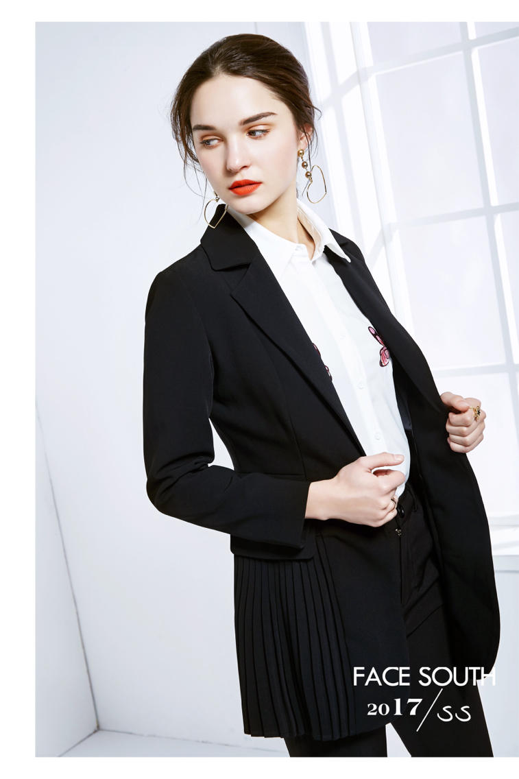 【face south 时尚拼接风琴褶西装外套】