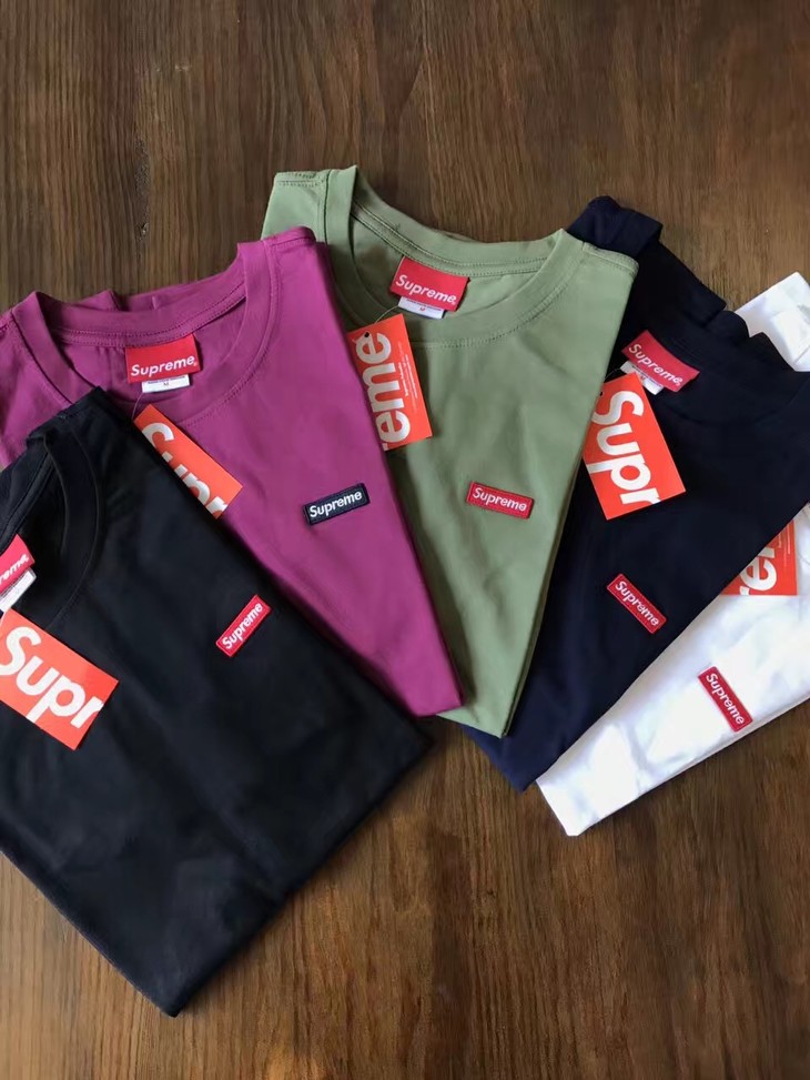 75清仓不退换supreme夏季纯色基础百搭款t恤6色情侣款圆领短袖tee