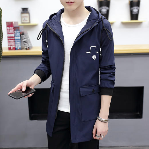 【寒冰紫雨】 中长款春季长袖衣服男 大码男装m-3xl码 新款男夹克外套
