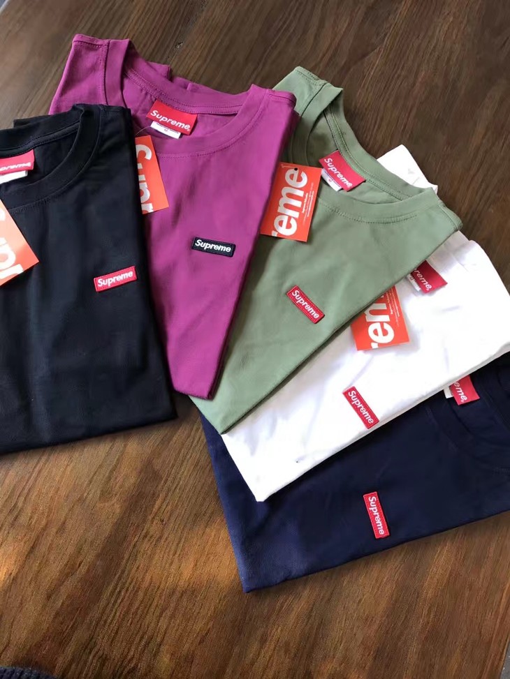 75清仓不退换supreme夏季纯色基础百搭款t恤6色情侣款圆领短袖tee