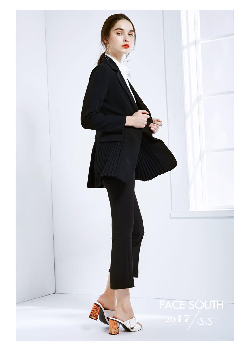 【face south 时尚拼接风琴褶西装外套】